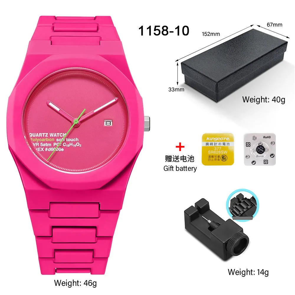 Deep waterproof quartz watch 11mm thickness sports style 1158 series multiple colour options swimming diving