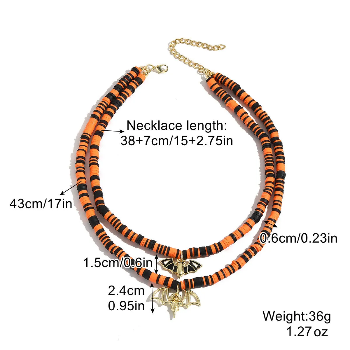 Halloween necklace with bat ghost skull pumpkin spider pendant, zinc alloy electroplated bamboo chain, multiple colour options
