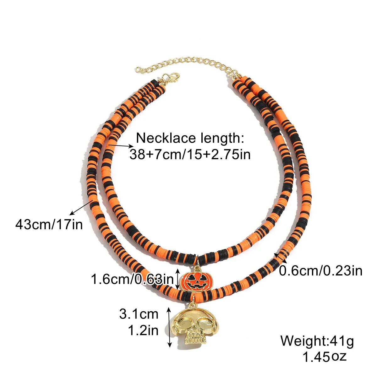 Halloween necklace with bat ghost skull pumpkin spider pendant, zinc alloy electroplated bamboo chain, multiple colour options