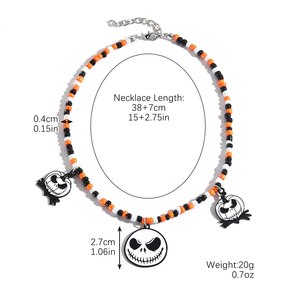 Halloween necklace with bat ghost skull pumpkin spider pendant, zinc alloy electroplated bamboo chain, multiple colour options