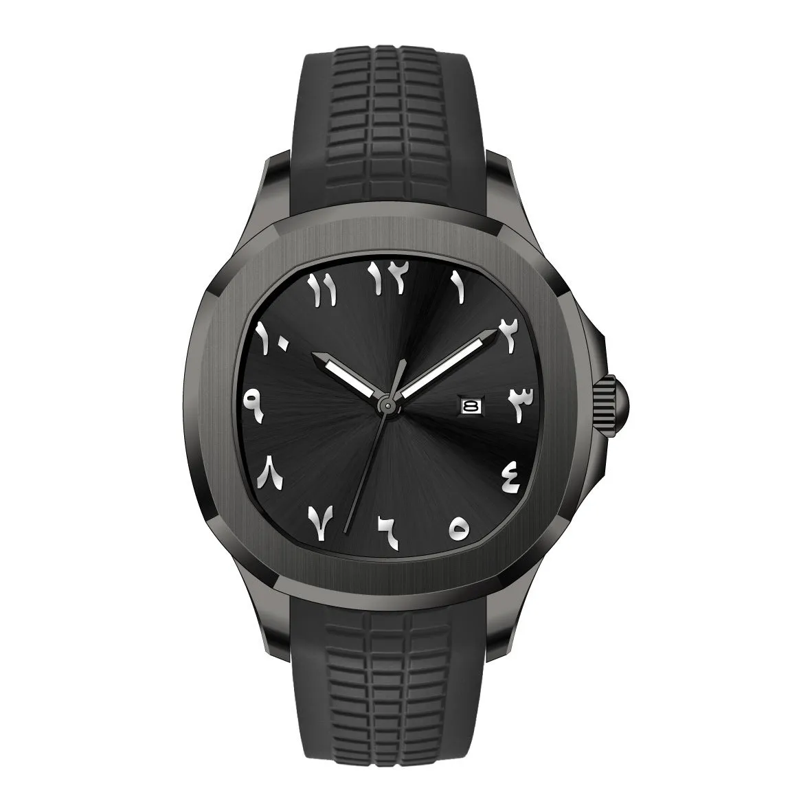 Classic Grenade silicone band quartz watch, grey strap with silver case, sporty style, 10mm thin