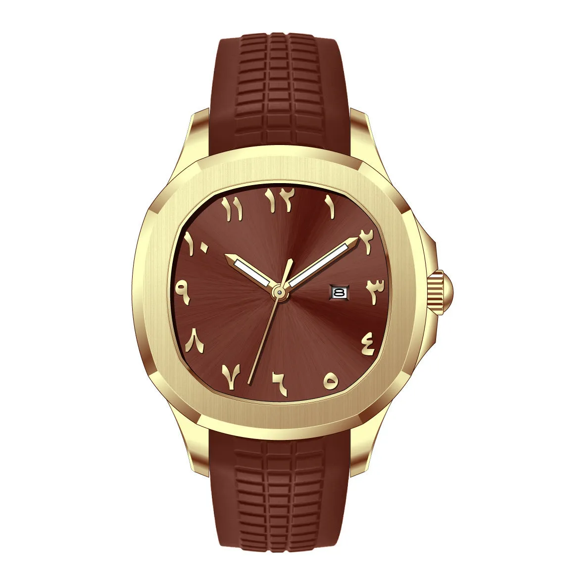 Classic Grenade silicone band quartz watch, grey strap with silver case, sporty style, 10mm thin
