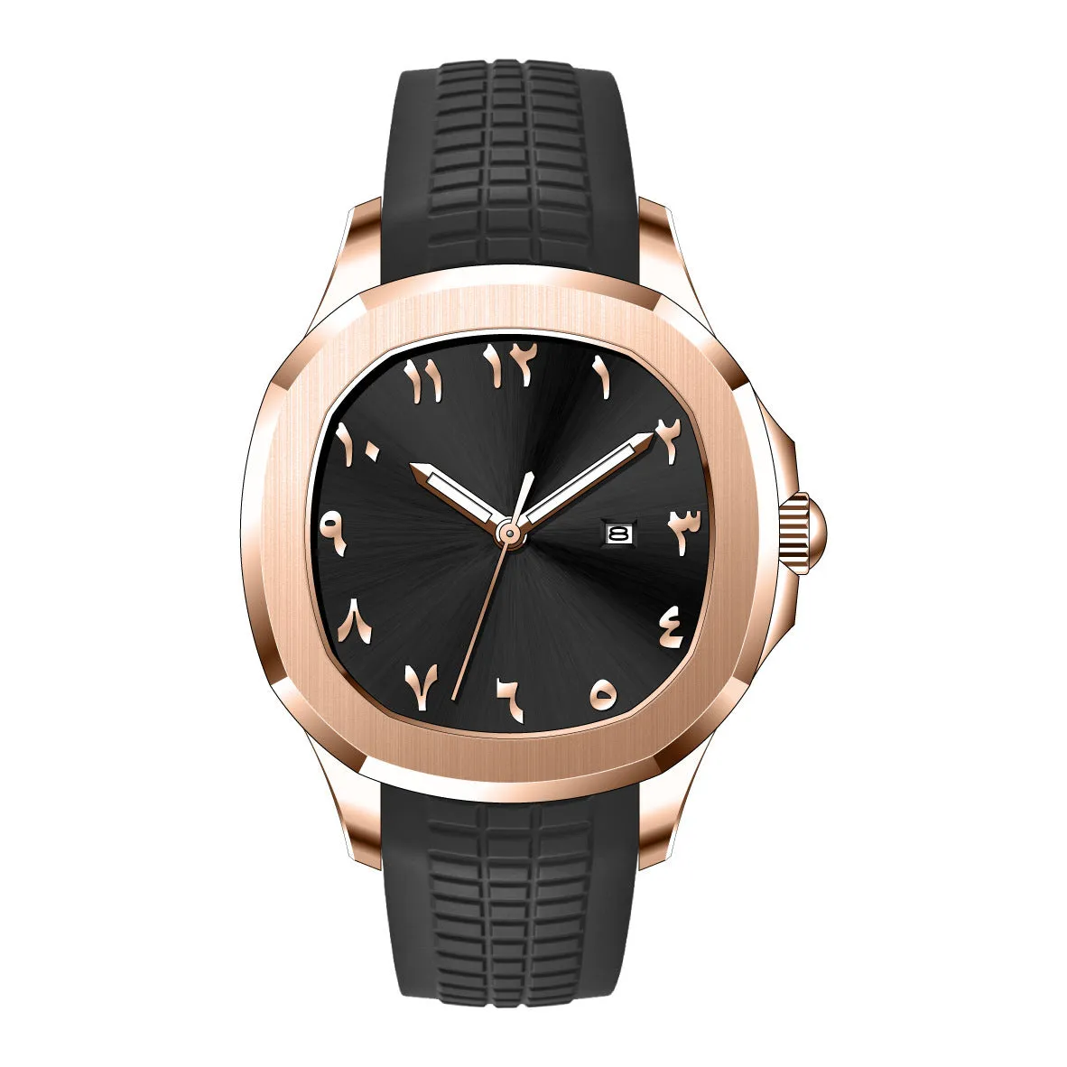 Classic Grenade silicone band quartz watch, grey strap with silver case, sporty style, 10mm thin