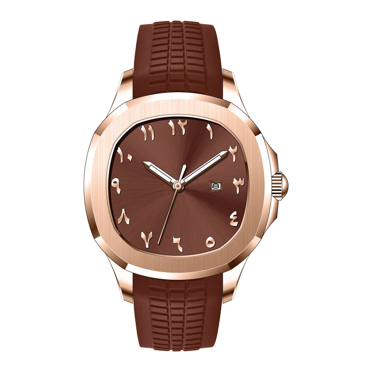 Classic Grenade silicone band quartz watch, grey strap with silver case, sporty style, 10mm thin