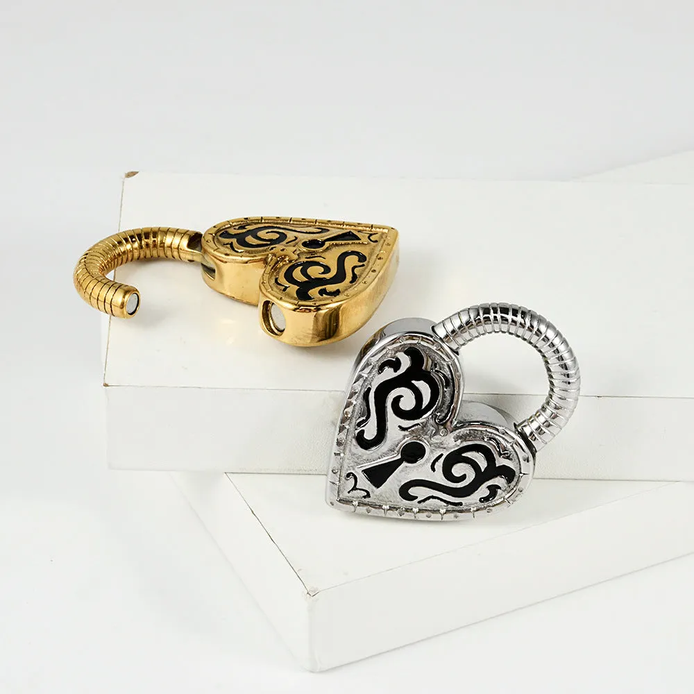 Heart-shaped stainless steel earrings with gold or steel colour electroplated finish