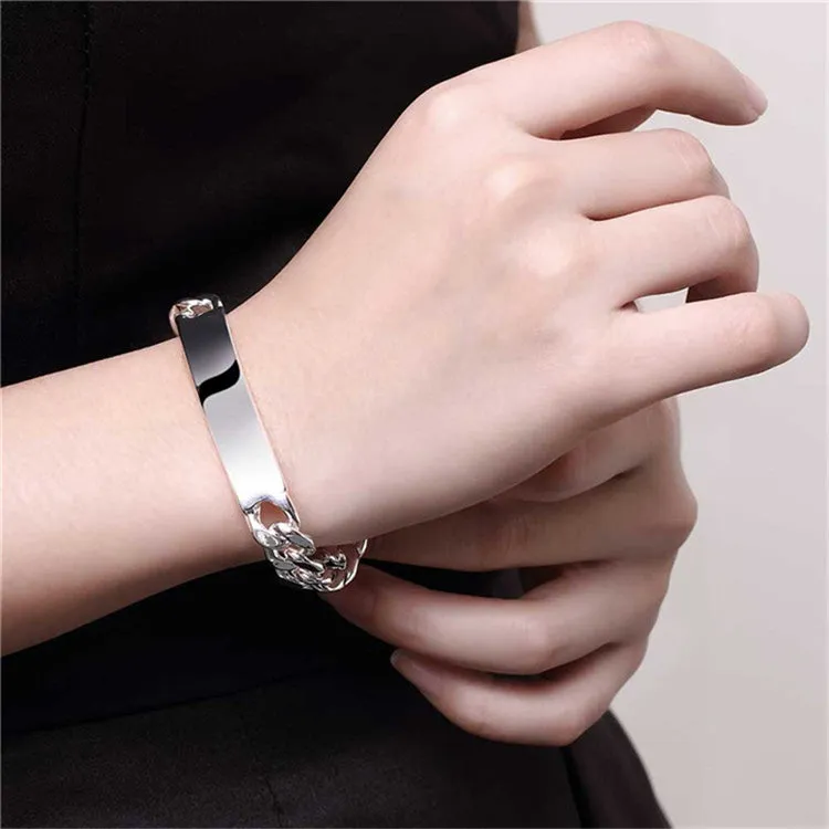 Male and female couple bracelets in S925 silver and copper, silver colour, chain length 21x10mm