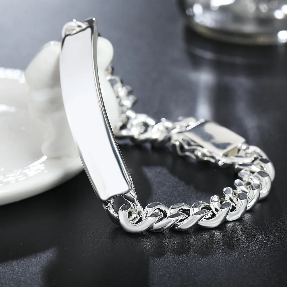Male and female couple bracelets in S925 silver and copper, silver colour, chain length 21x10mm