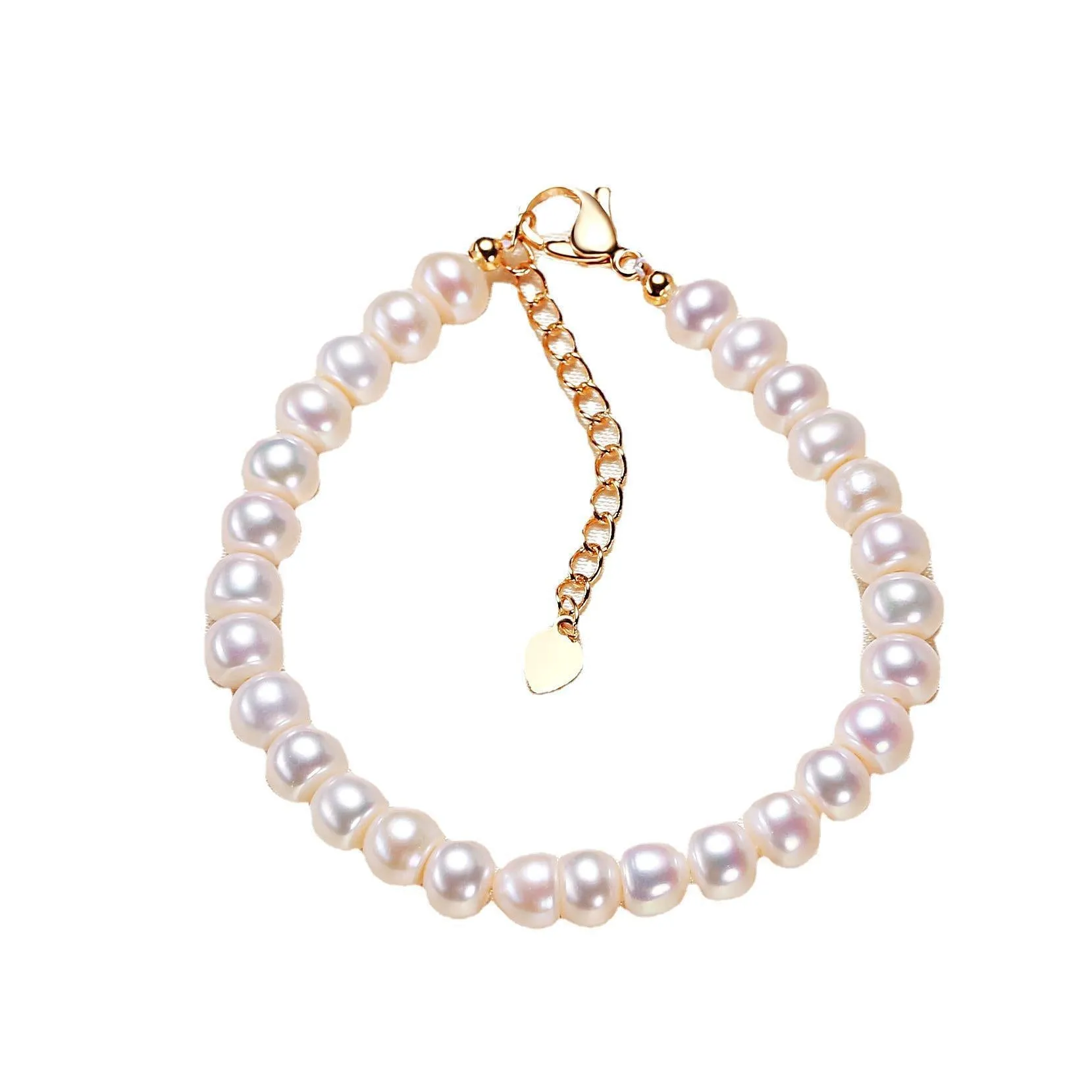 Freshwater pearl bracelet plain white round pearl flower shape design women's jewellery 18cm length