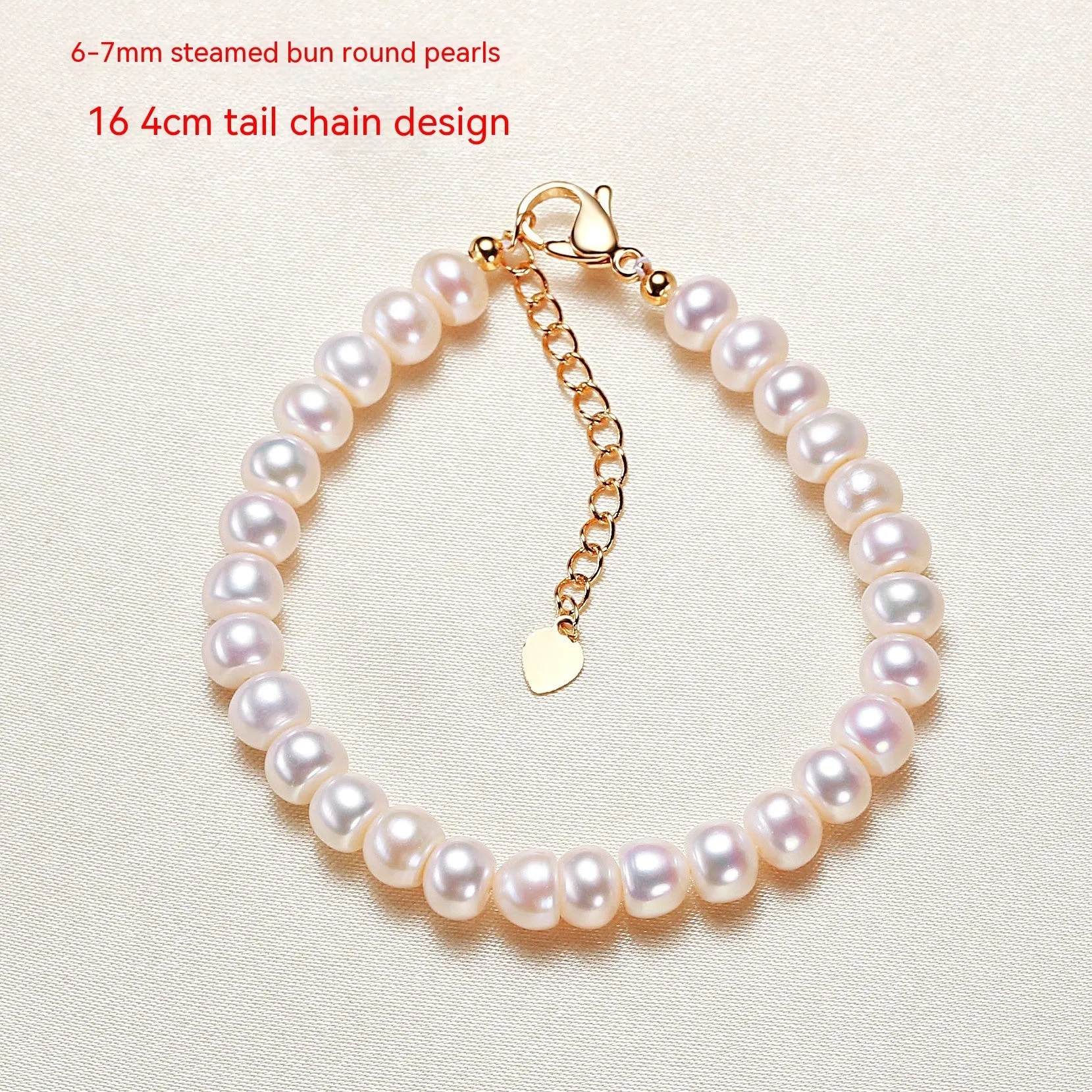 Freshwater pearl bracelet plain white round pearl flower shape design women's jewellery 18cm length