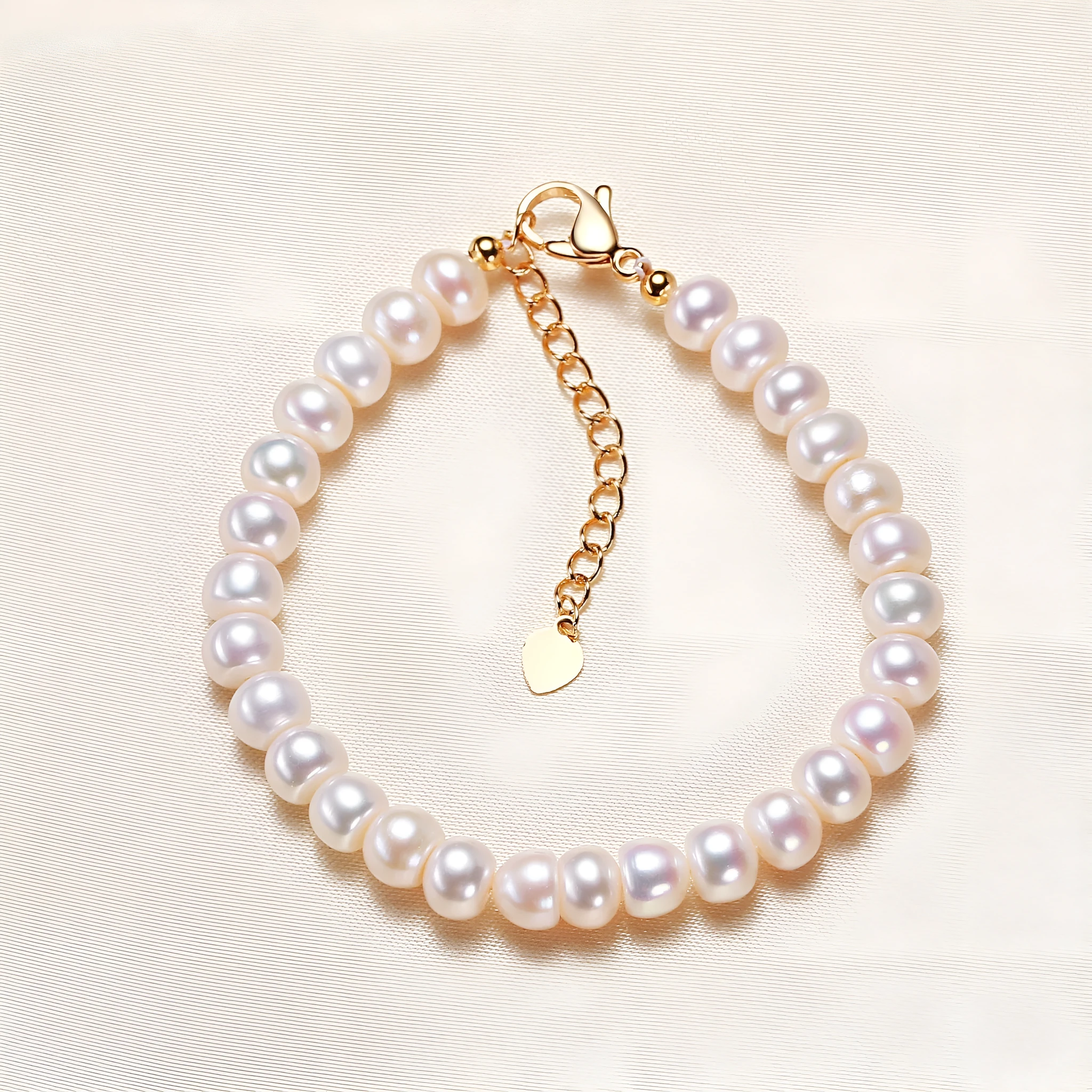 Freshwater pearl bracelet plain white round pearl flower shape design women's jewellery 18cm length