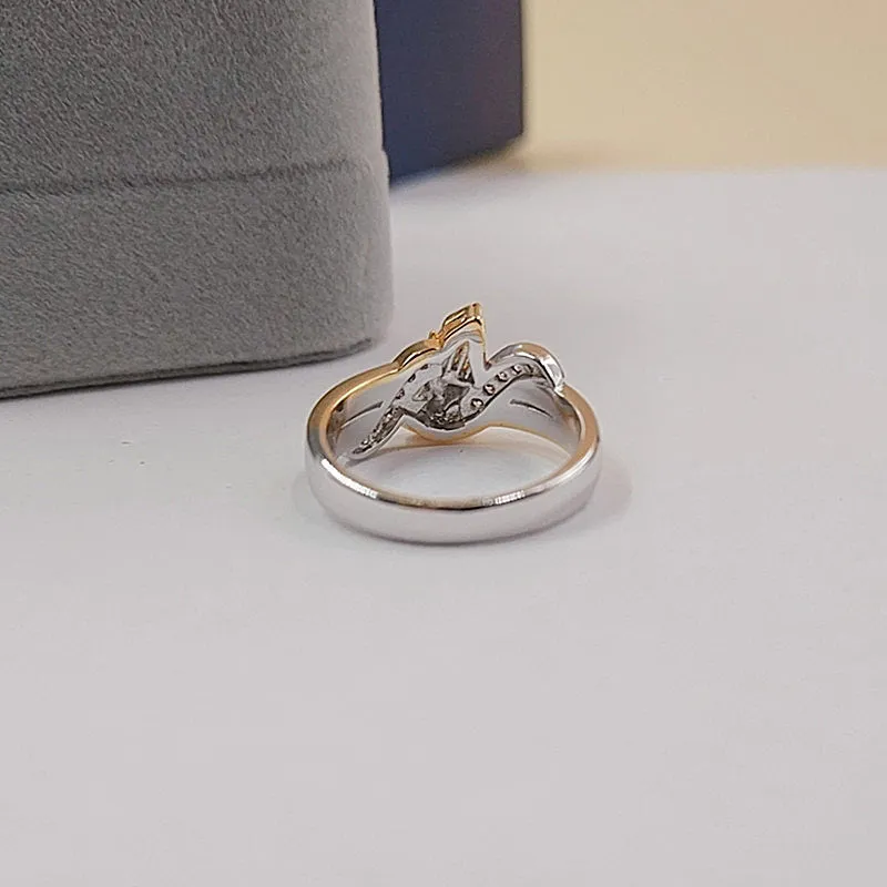 14K gold electroplated prayer hands ring for women, geometric design, alloy with artificial gem inlay, 4 grams, gold finish