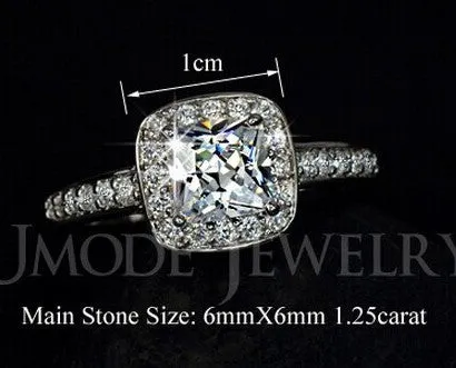 Real diamond ring in 925 silver Korean edition design on white background