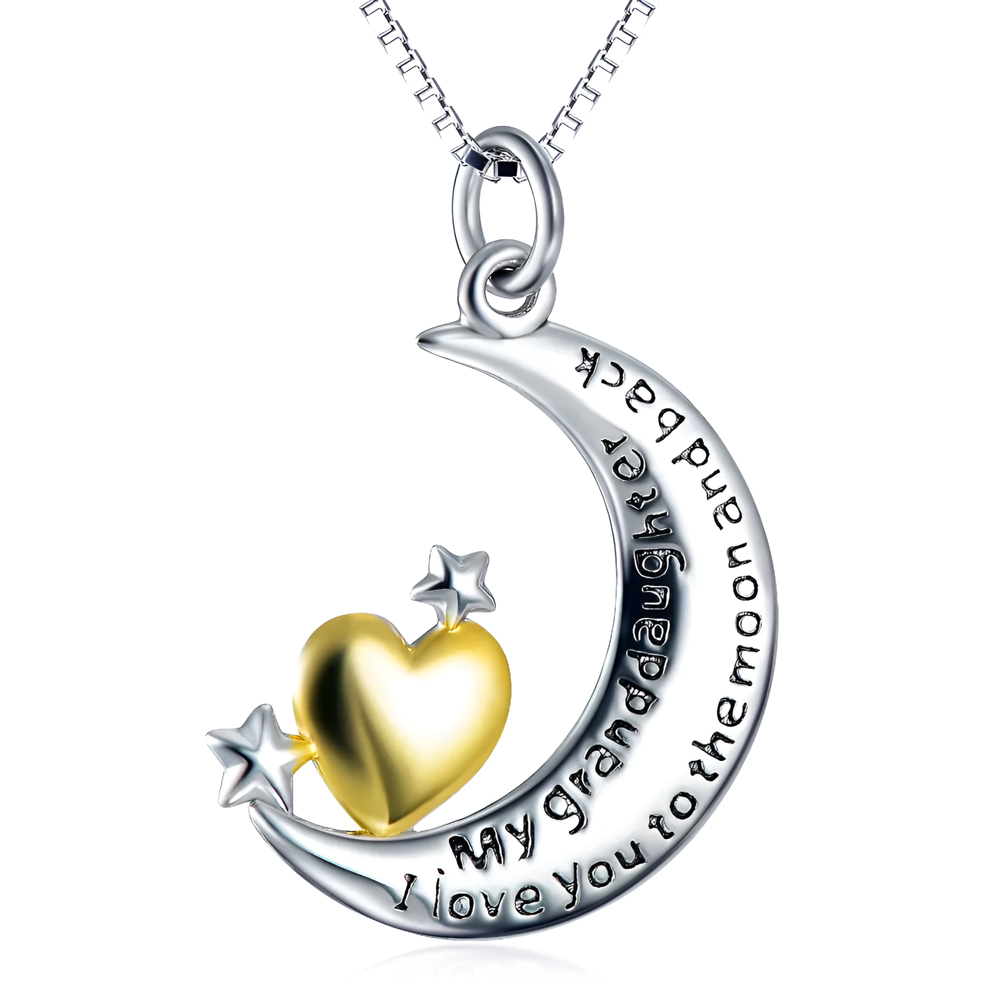 925 silver moon and star pendant necklace on 18 inch chain, pendant size 27x21mm