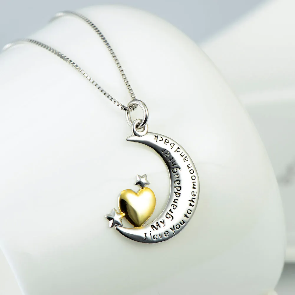 925 silver moon and star pendant necklace on 18 inch chain, pendant size 27x21mm