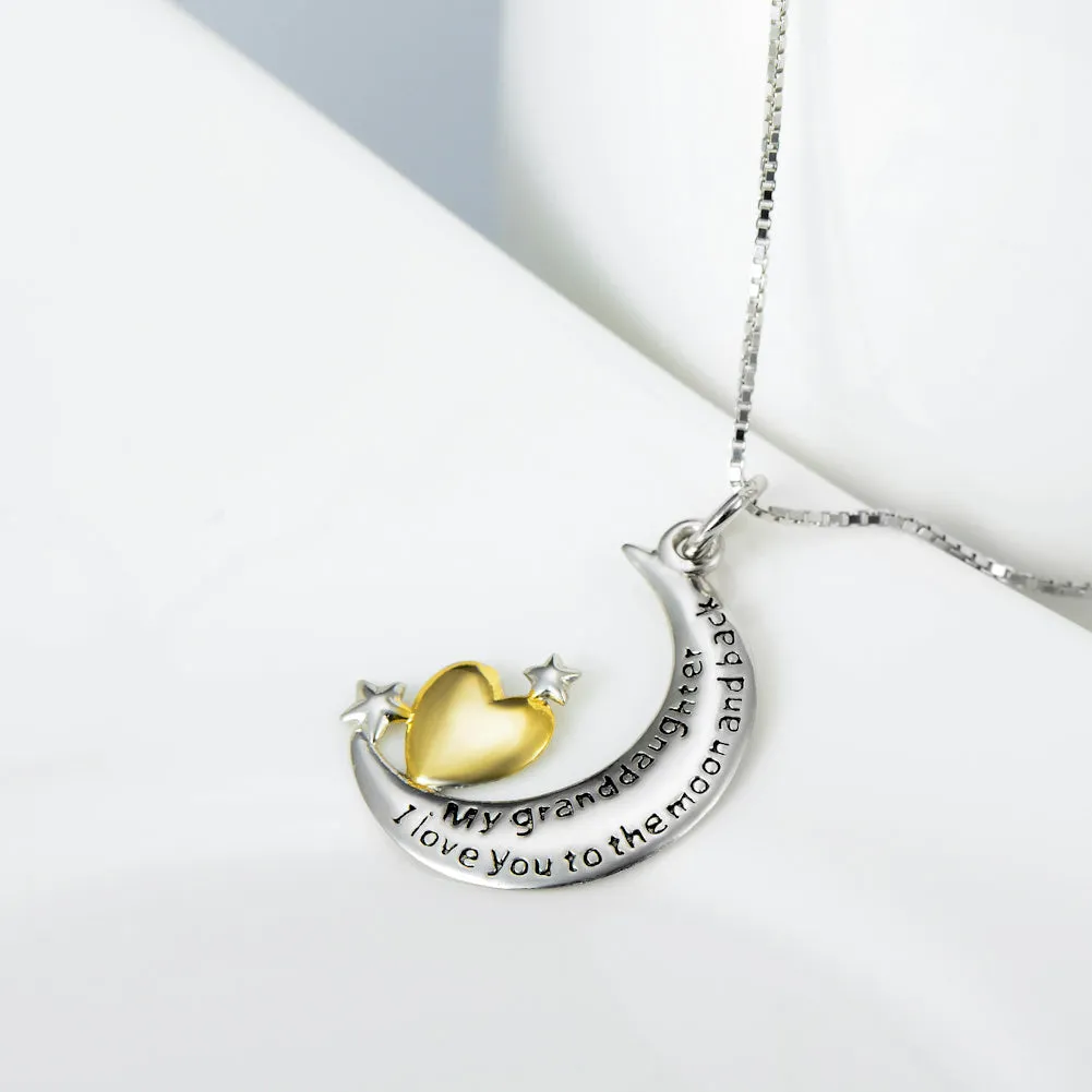 925 silver moon and star pendant necklace on 18 inch chain, pendant size 27x21mm
