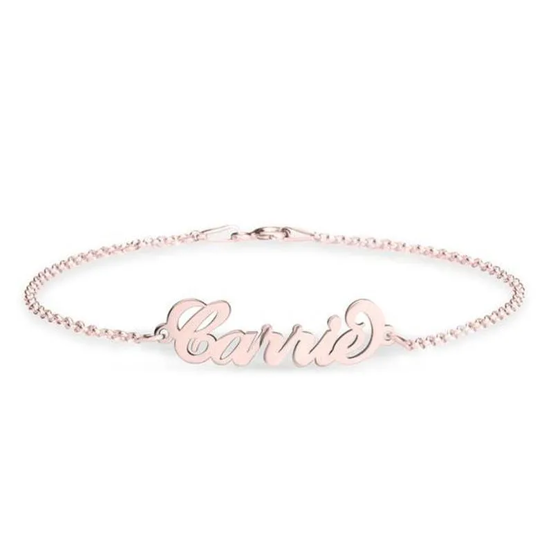 Custom name bracelet in gold finish with the name Sarah in Edward font style
