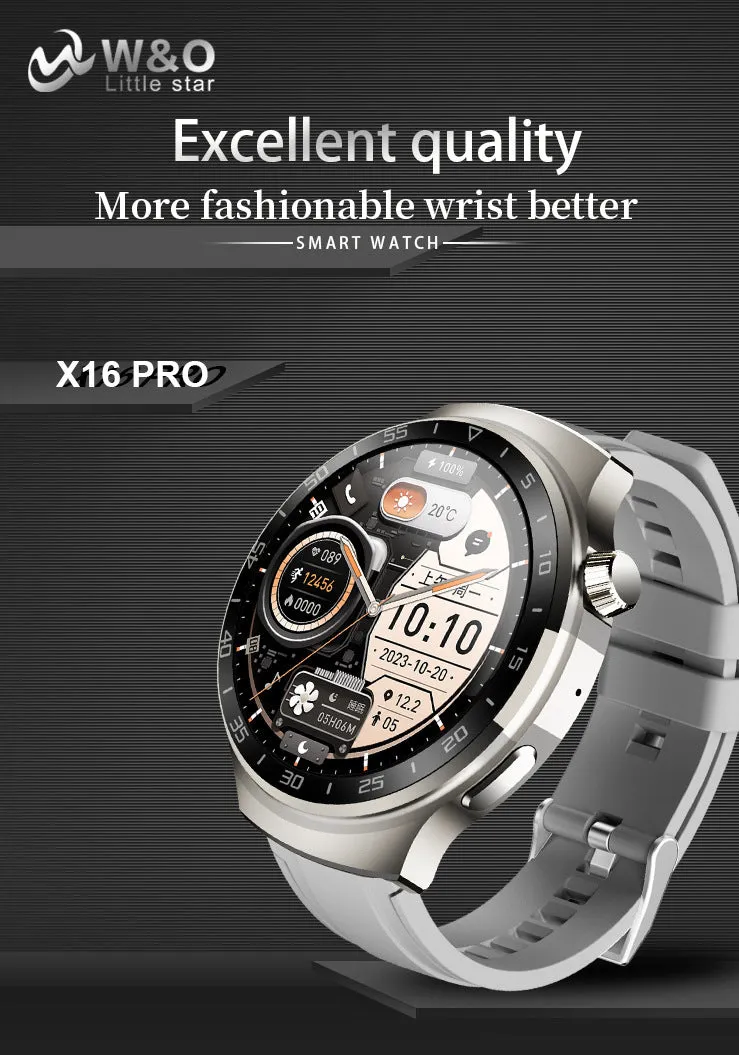 Smart Watch X16 Pro silver colour with TFT screen showing heart rate monitor mode on wrist