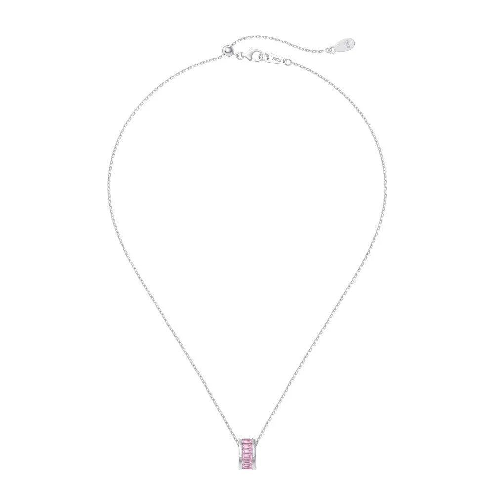 925 silver rectangular zircon necklace with electroplated finish, women's pendant on chain