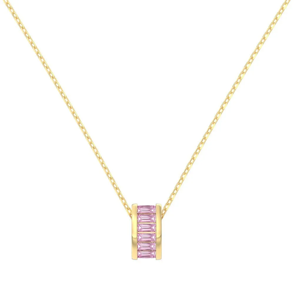 925 silver rectangular zircon necklace with electroplated finish, women's pendant on chain