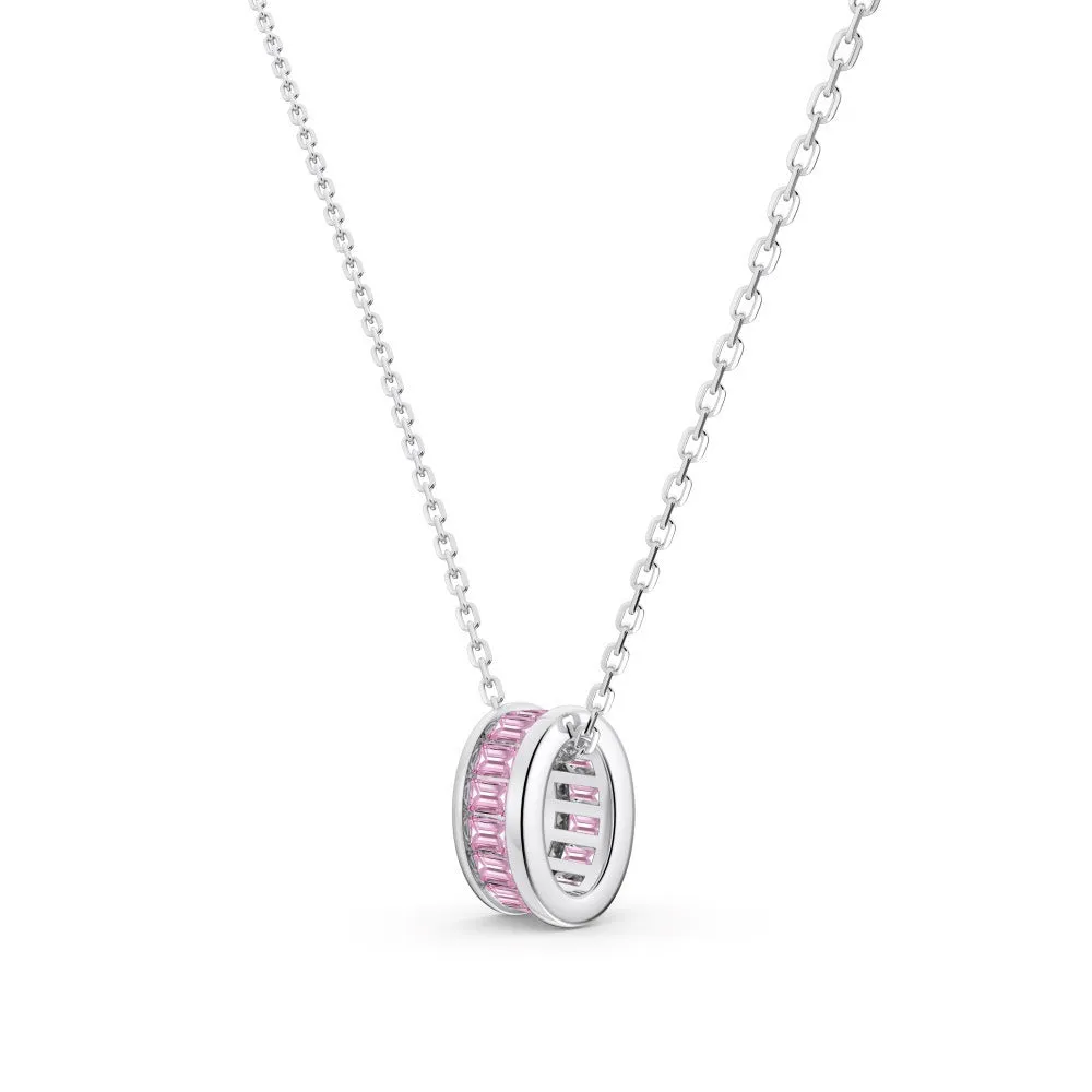 925 silver rectangular zircon necklace with electroplated finish, women's pendant on chain