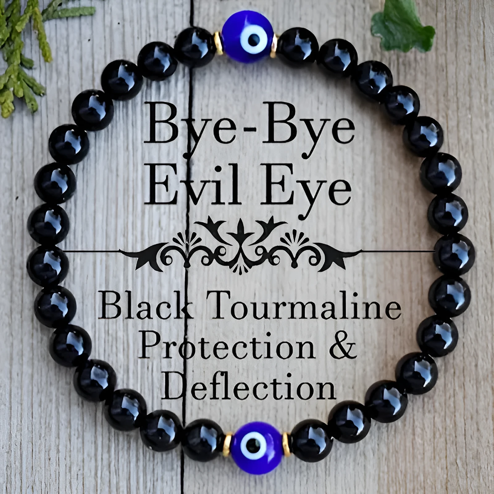 Fashion Devil's Eye 8mm obsidian beaded bracelet for men, geometric black evil eye design