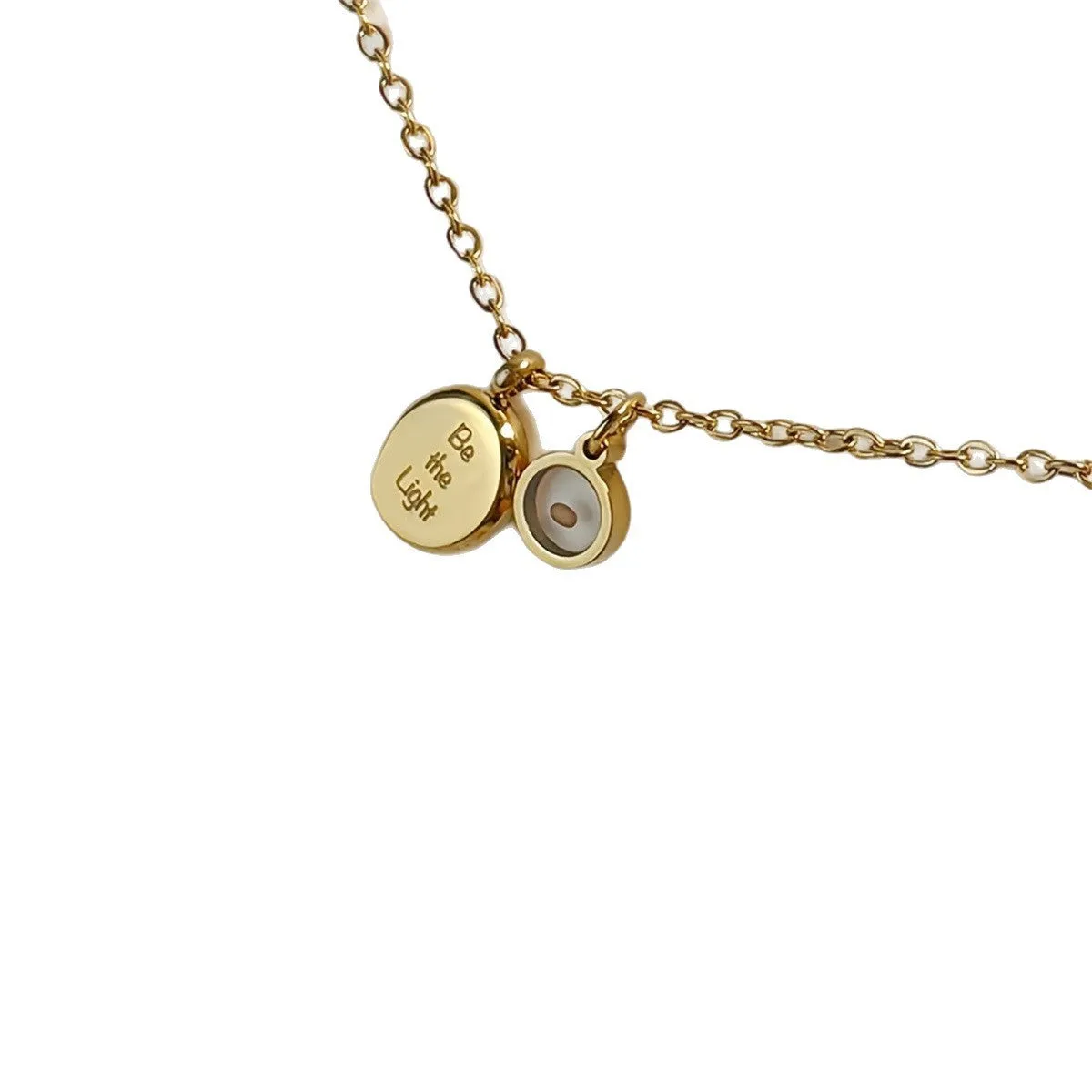 Stainless steel mustard seed faith pendant necklace on adjustable chain, silver colour, geometric shape with drip oil finish
