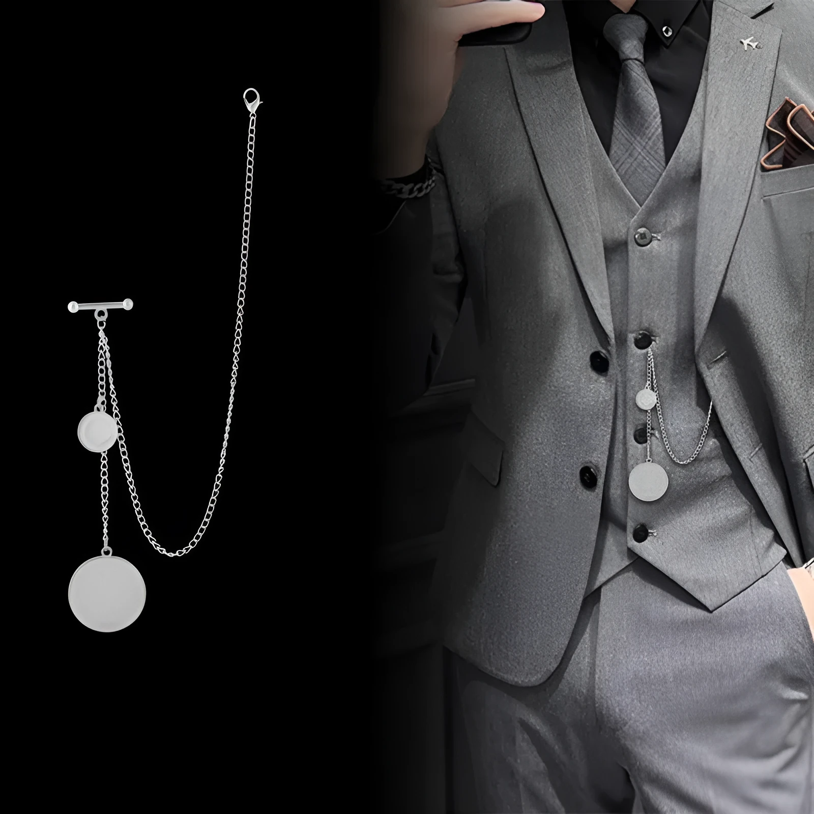 Alloy waist chain in gold with geometric brooch-style design and electroplated finish