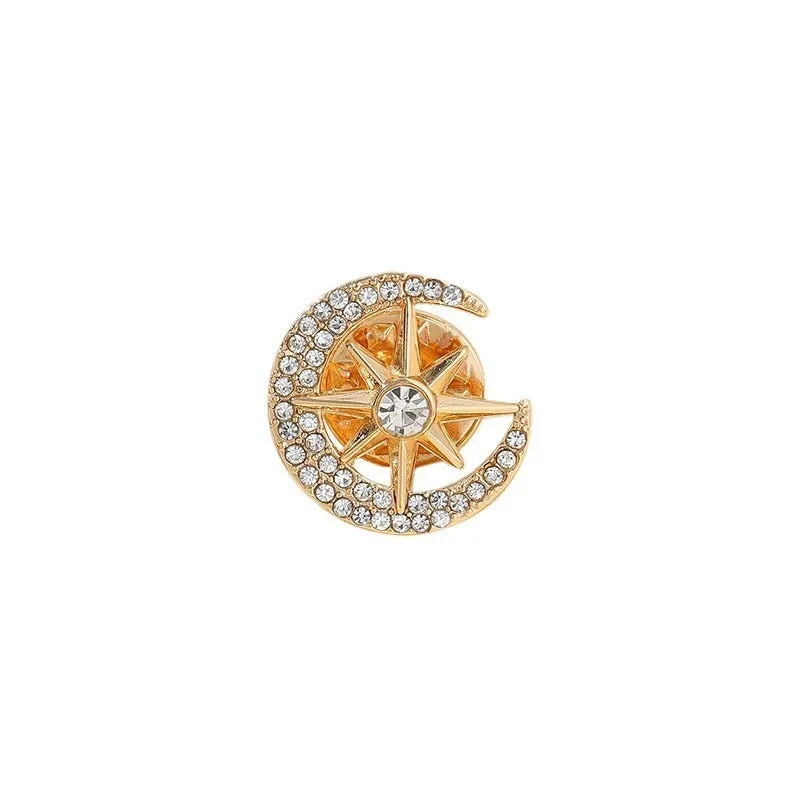 Gold and silver star-shaped zinc alloy brooch pin for suit decoration