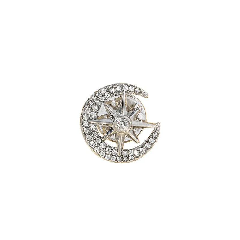 Gold and silver star-shaped zinc alloy brooch pin for suit decoration