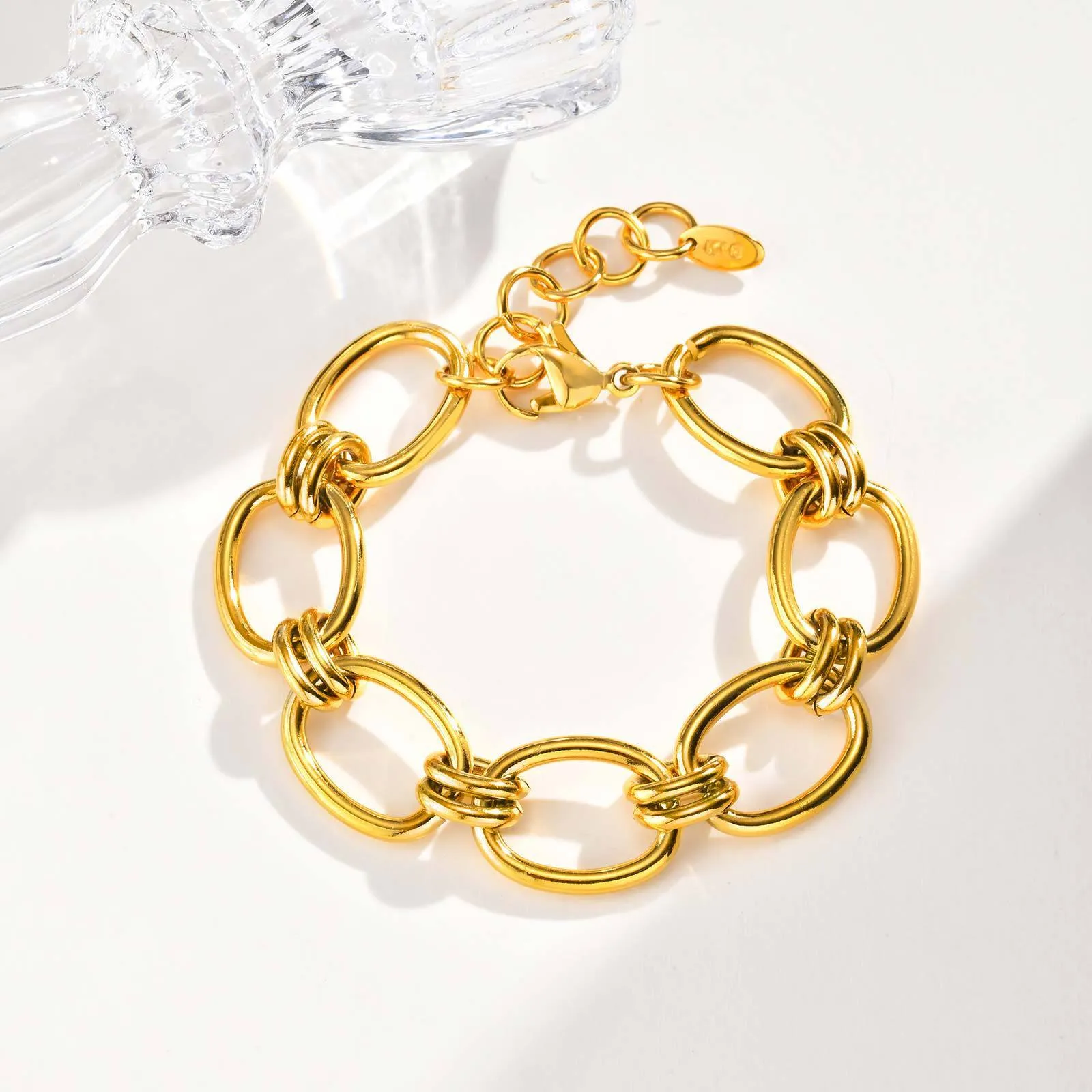 Stainless steel geometric bracelet in ins style, five colour options available, all-match design