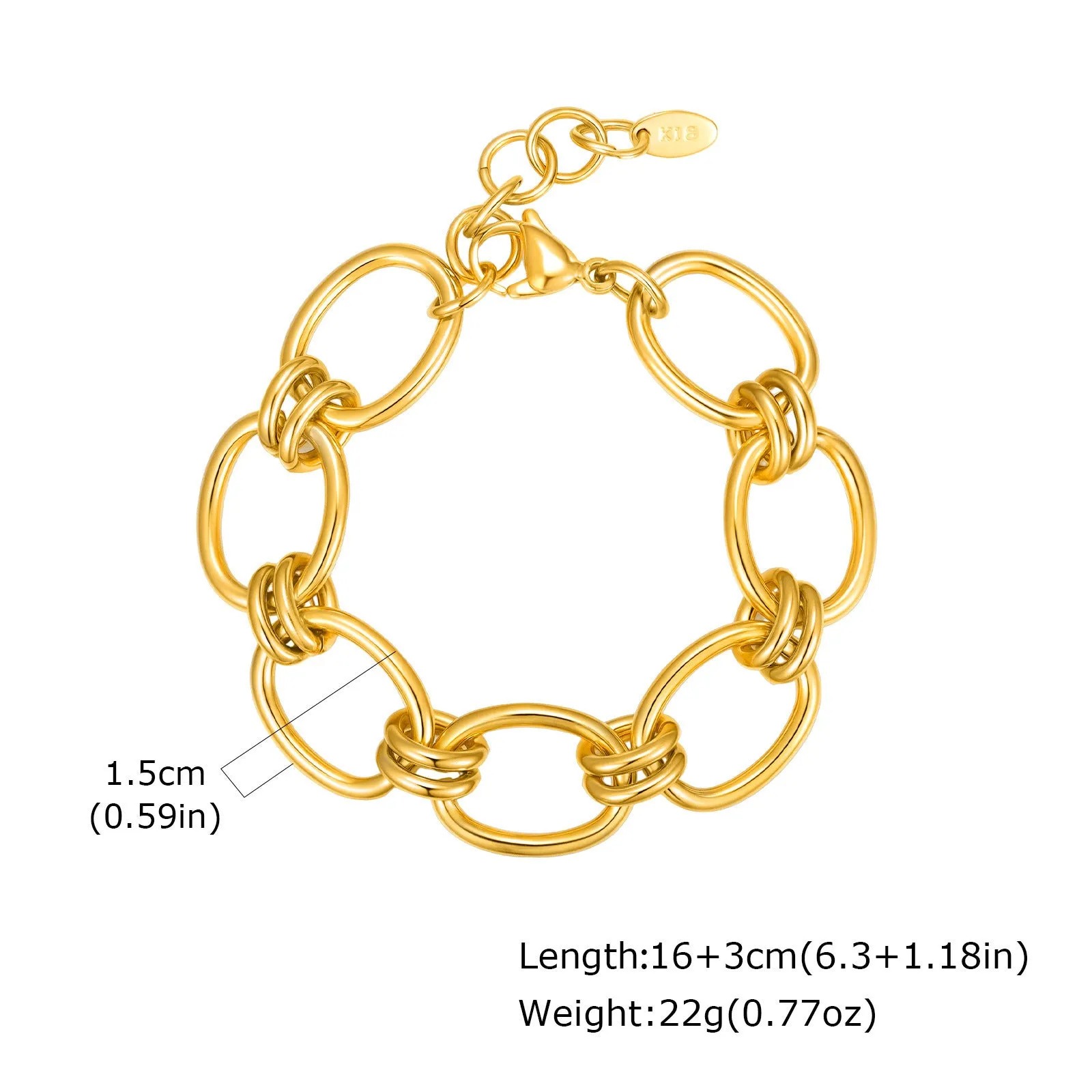 Stainless steel geometric bracelet in ins style, five colour options available, all-match design