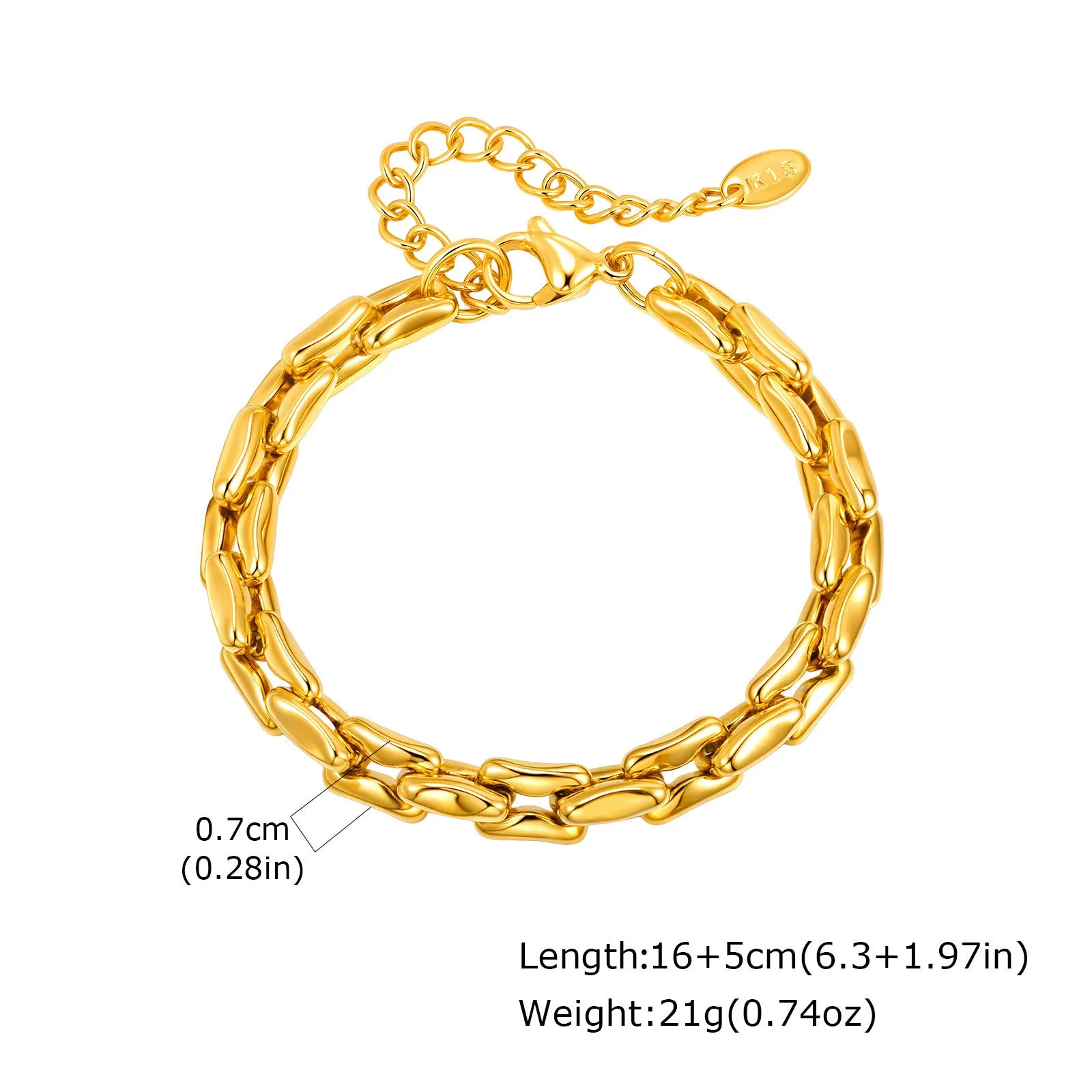 Stainless steel geometric bracelet in ins style, five colour options available, all-match design