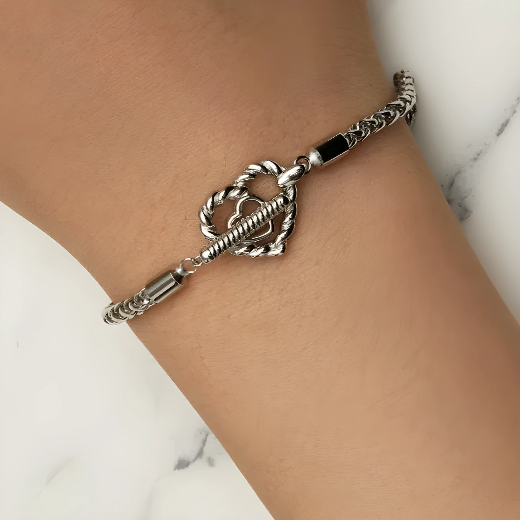 Original Niche S925 sterling silver heart-shaped bracelet for women, silver colour, size 17CM, fashion OL style