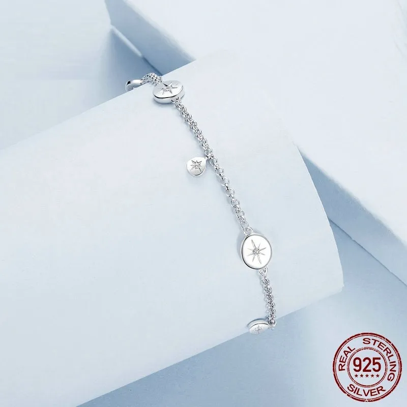 S925 sterling silver bracelet with star ornament for women colour BSB182 minimalist design