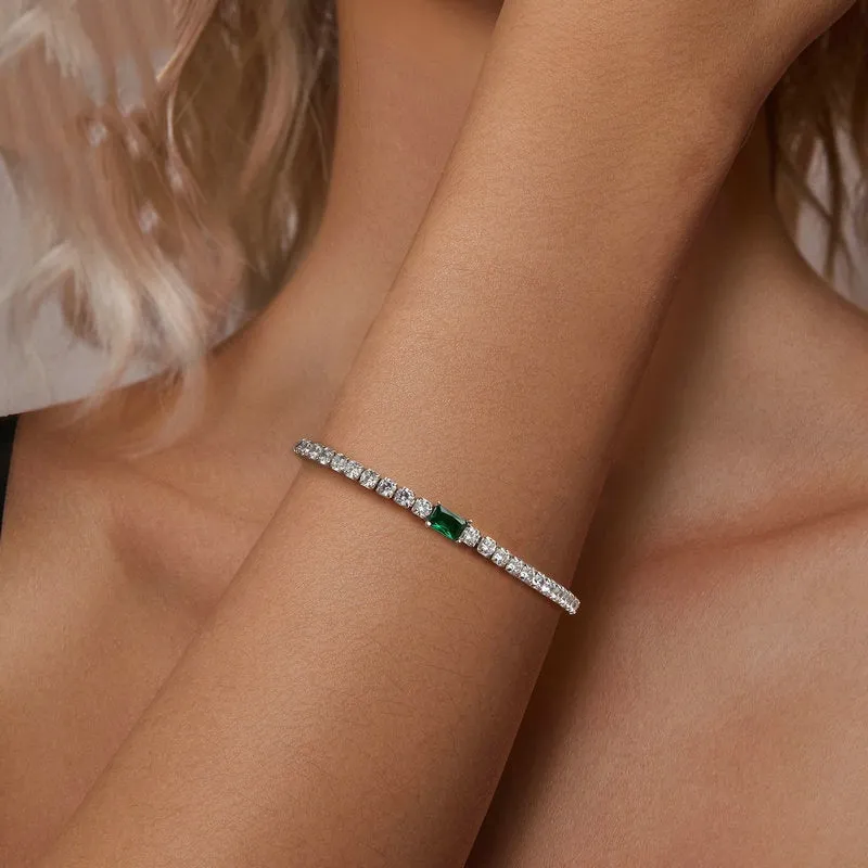 S925 sterling silver classic emerald bracelet for women colour BSB179