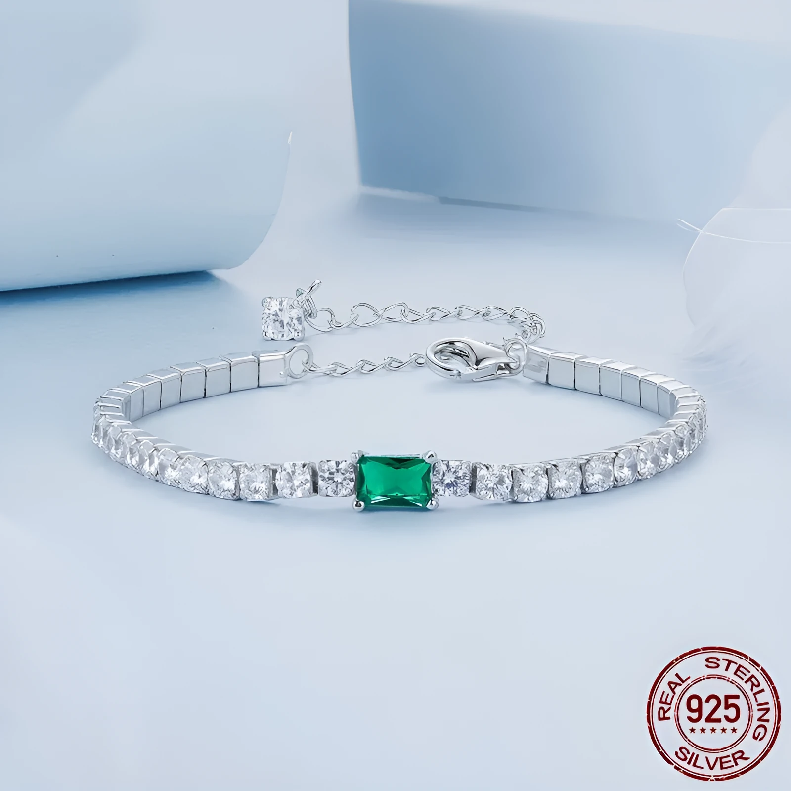 S925 sterling silver classic emerald bracelet for women colour BSB179