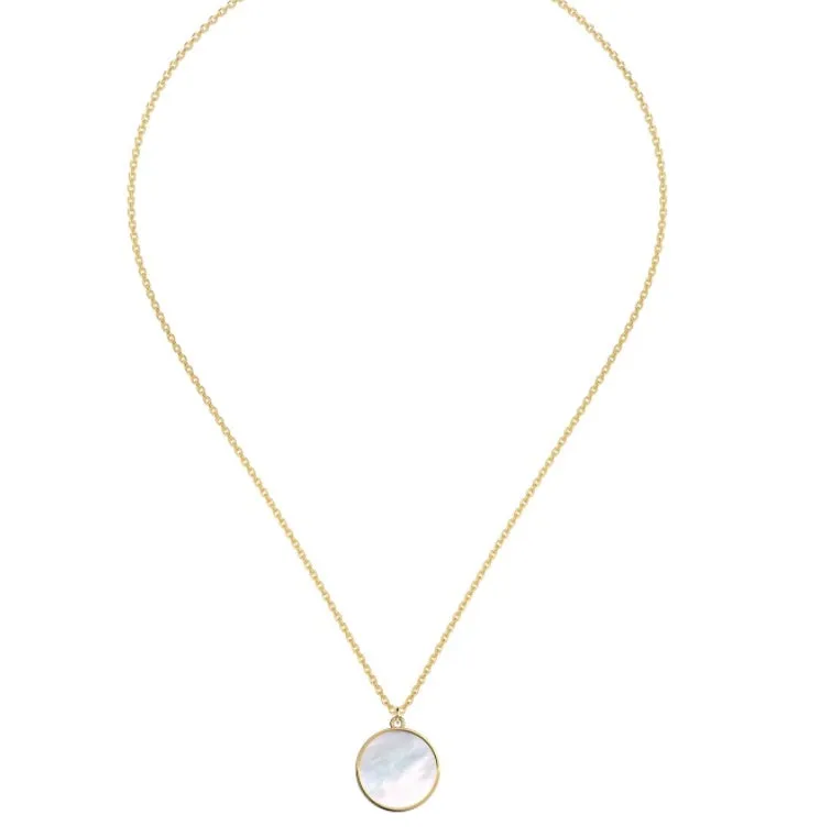 White shell honeycomb pendant on gold electroplated sterling silver 925 clavicle chain necklace for women