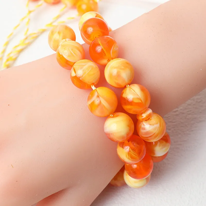 Light luxury acrylic beaded rosary bracelet ornament in six colour options