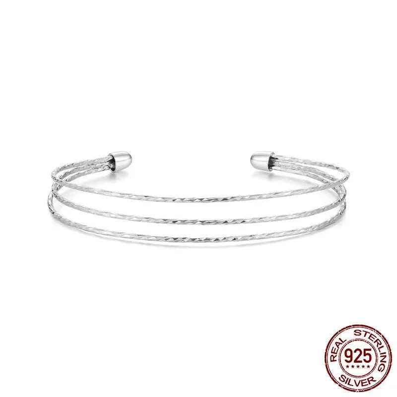 Simple multi-layer 925 sterling silver open-ended bracelet in electroplated colour SCB273 on light background