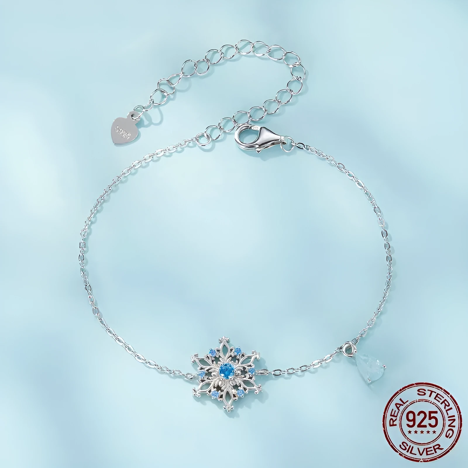 Snowflake S925 sterling silver ice flower bracelet for women, electroplated, colour SCB263