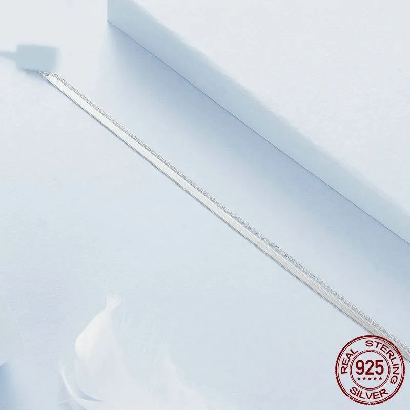 S925 sterling silver double-layer bracelet with electroplated finish, BSB193 colour, on female wrist against neutral background