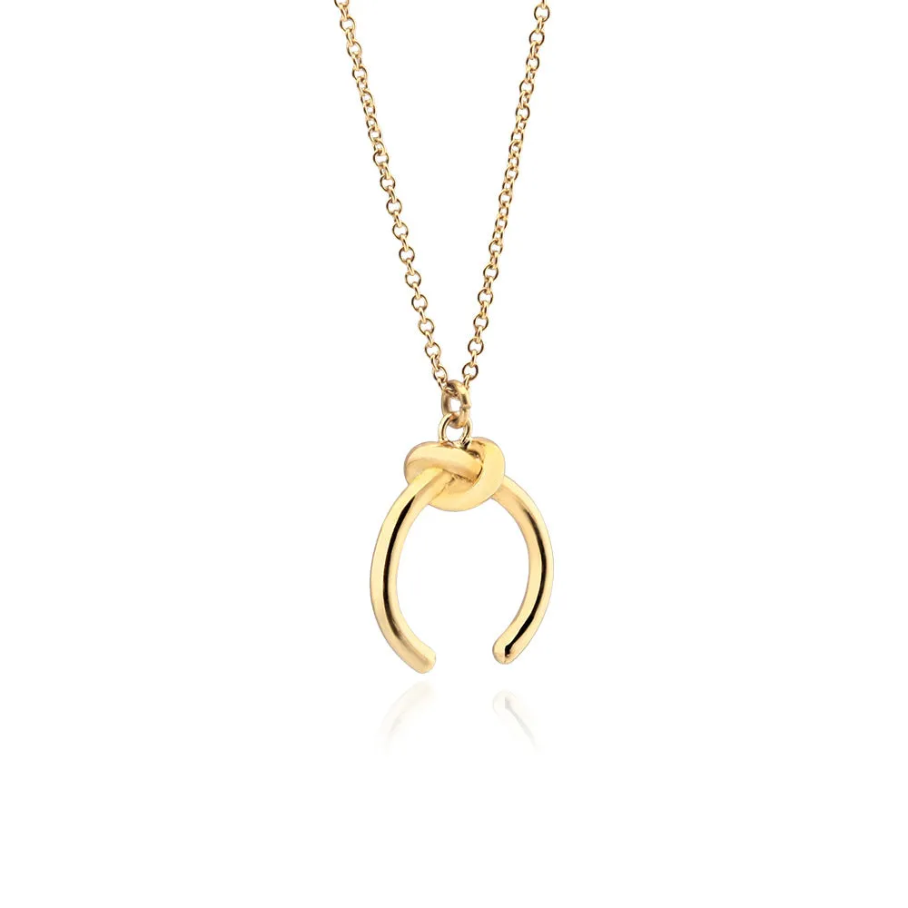 Copper geometric vintage pendant necklace with a cross chain in a gold electroplated finish.