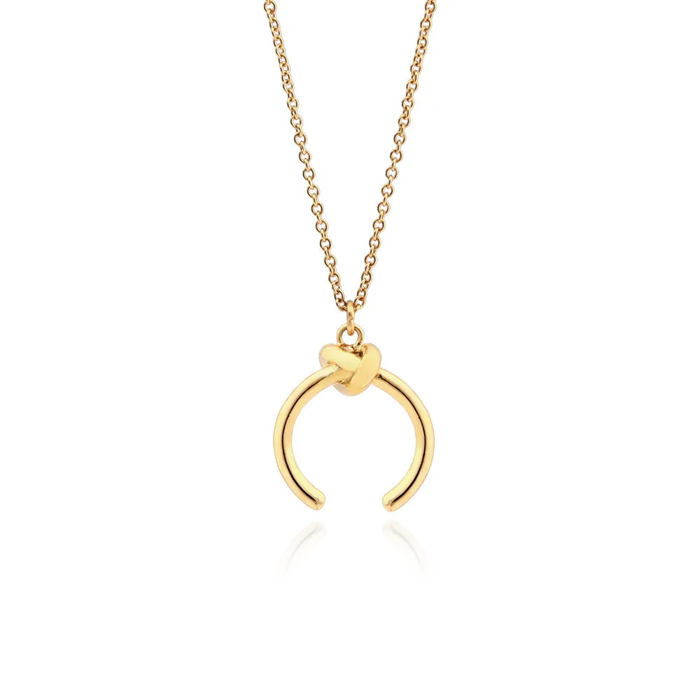 Copper geometric vintage pendant necklace with a cross chain in a gold electroplated finish.