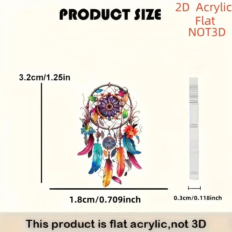 Flat acrylic earrings with printed dreamcatcher pattern in geometric shape, Dream Catcher Earrings E1258 colour