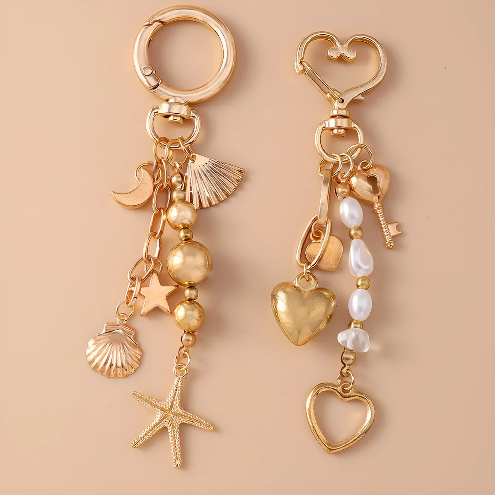 Creative Moon XINGX starfish keychain in zinc alloy, love colour, cartoon style