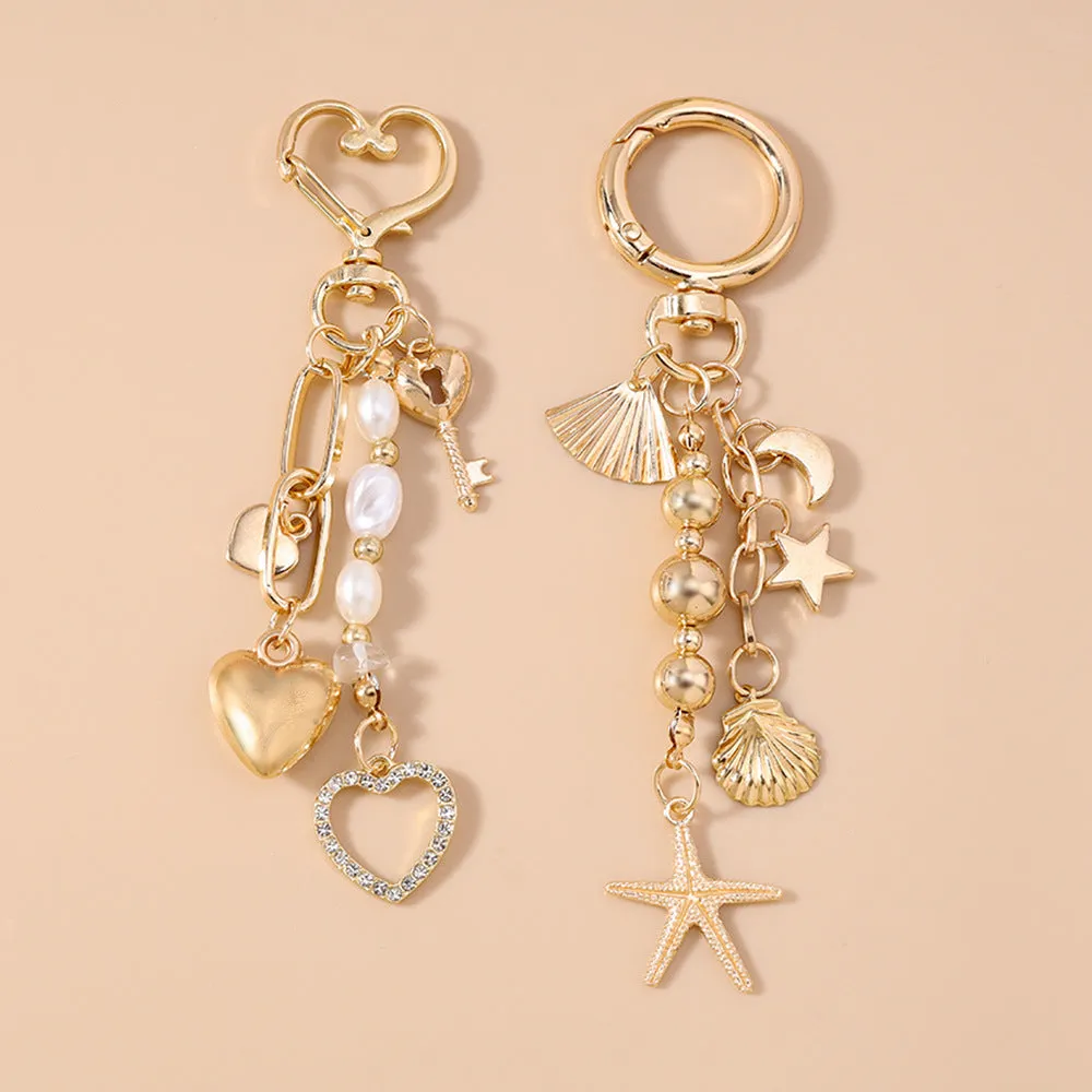 Creative Moon XINGX starfish keychain in zinc alloy, love colour, cartoon style