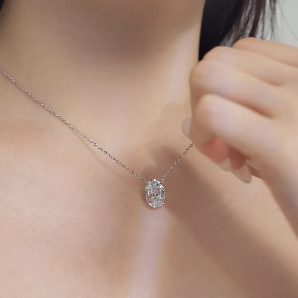 Women's 925 silver oval ice flower necklace with electroplated finish in platinum and gold options
