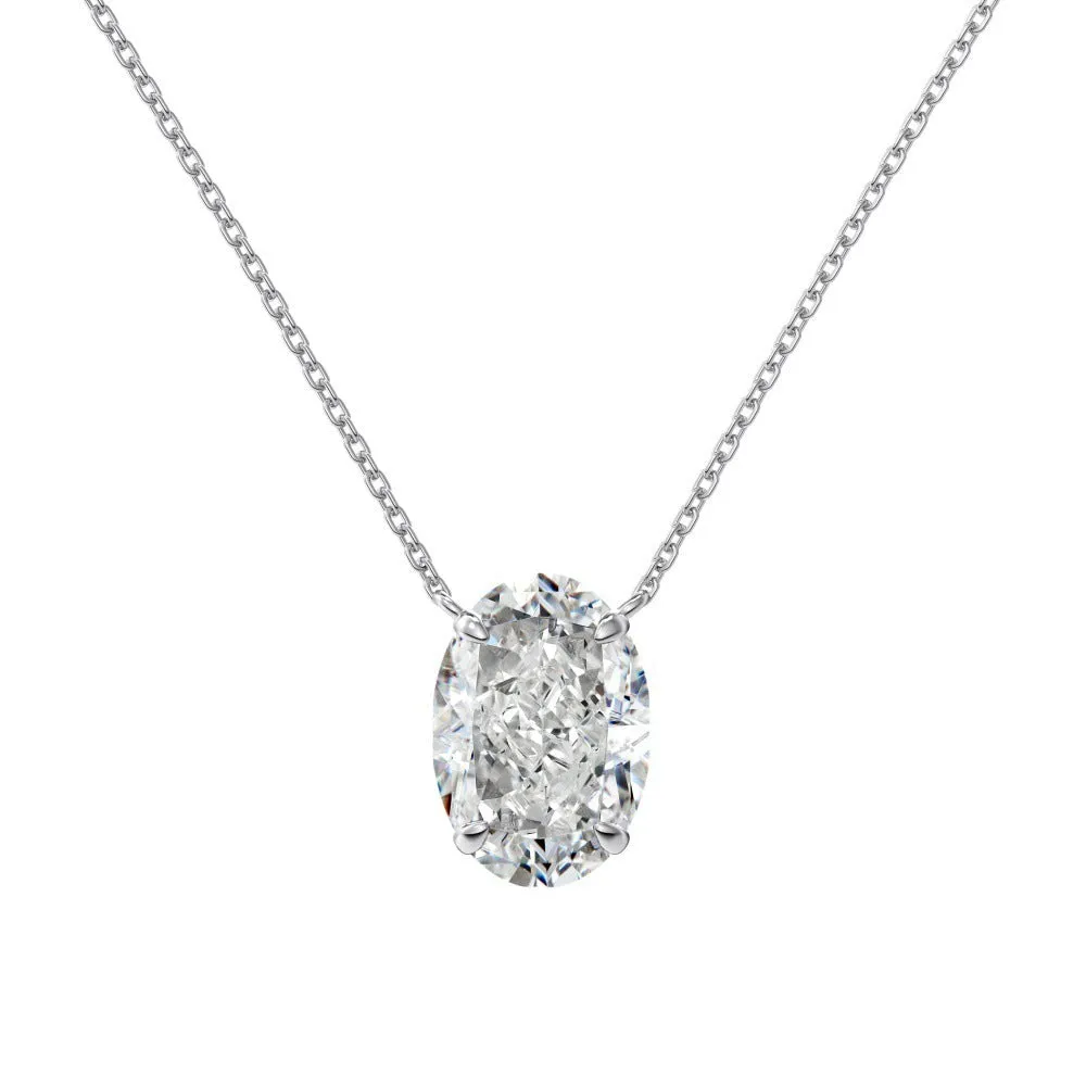 Women's 925 silver oval ice flower necklace with electroplated finish in platinum and gold options