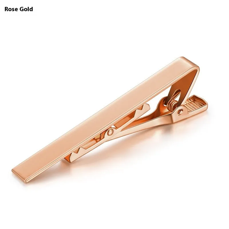 Laser copper electroplated colour tie clip, flat head geometric design, 5.8cm length, silver colour option