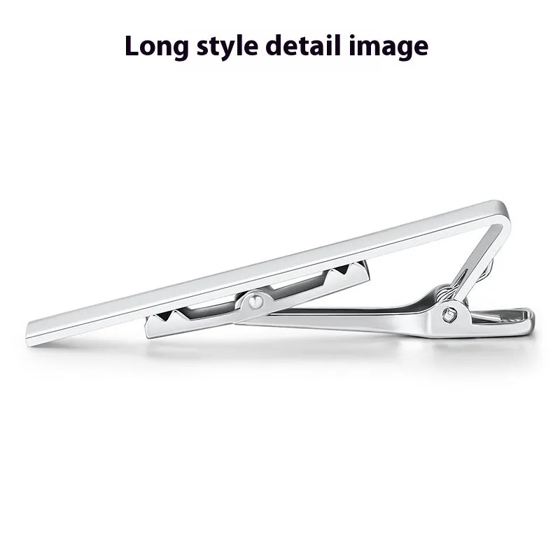 Laser copper electroplated colour tie clip, flat head geometric design, 5.8cm length, silver colour option